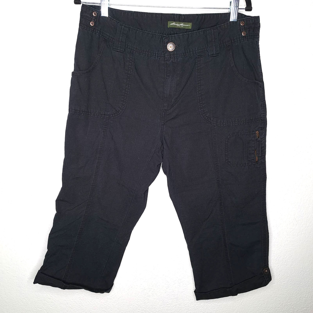 Eddie Bauer Capri Black Mid Rise 100% Cotton Size 12